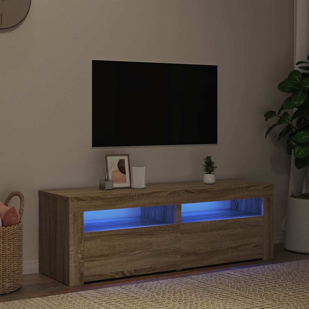 Mobile Porta TV con Luci LED Rovere Sonoma 120x35x40 cm