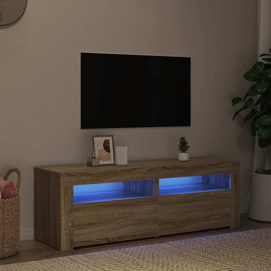 Mobile Porta TV con Luci LED Rovere Sonoma 120x35x40 cm