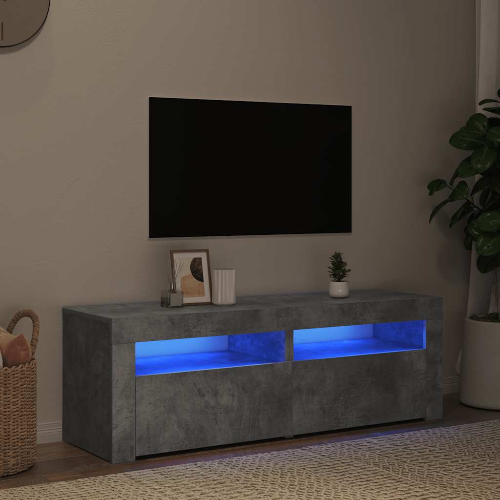 Mobile Porta TV con Luci LED Grigio Cemento 120x35x40 cm - homemem39