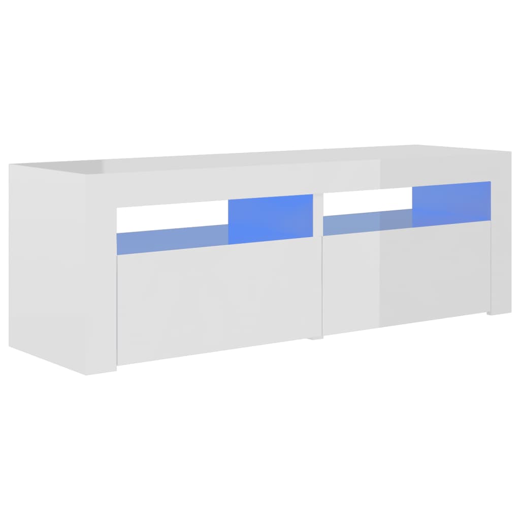 TV Cabinet with Glossy White LED Lights 120x35x40 cm