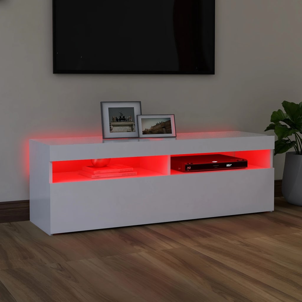 TV Cabinet with White LED Lights 120x35x40 cm