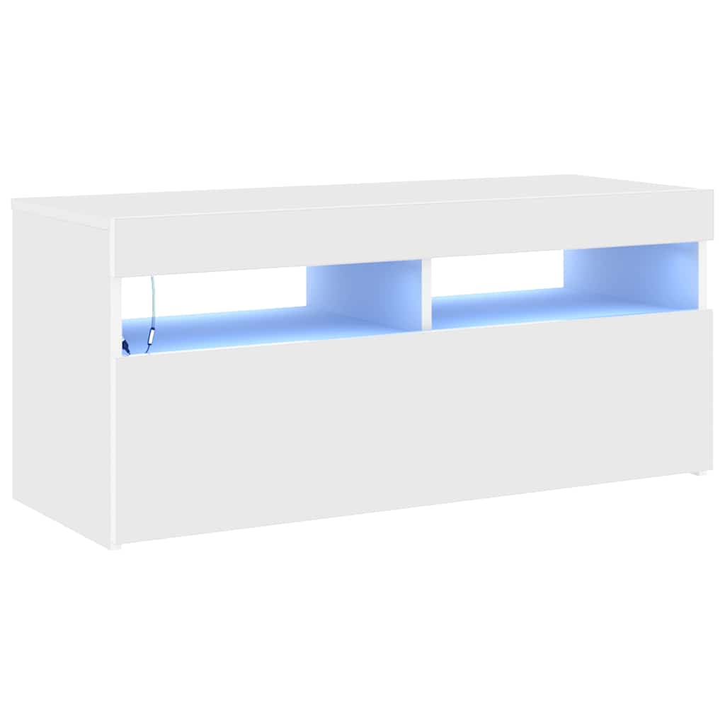 Mobile Porta TV con Luci LED Bianco 90x35x40 cm - homemem39