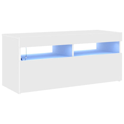 Mobile Porta TV con Luci LED Bianco 90x35x40 cm - homemem39