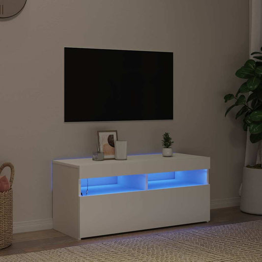 Mobile Porta TV con Luci LED Bianco 90x35x40 cm - homemem39