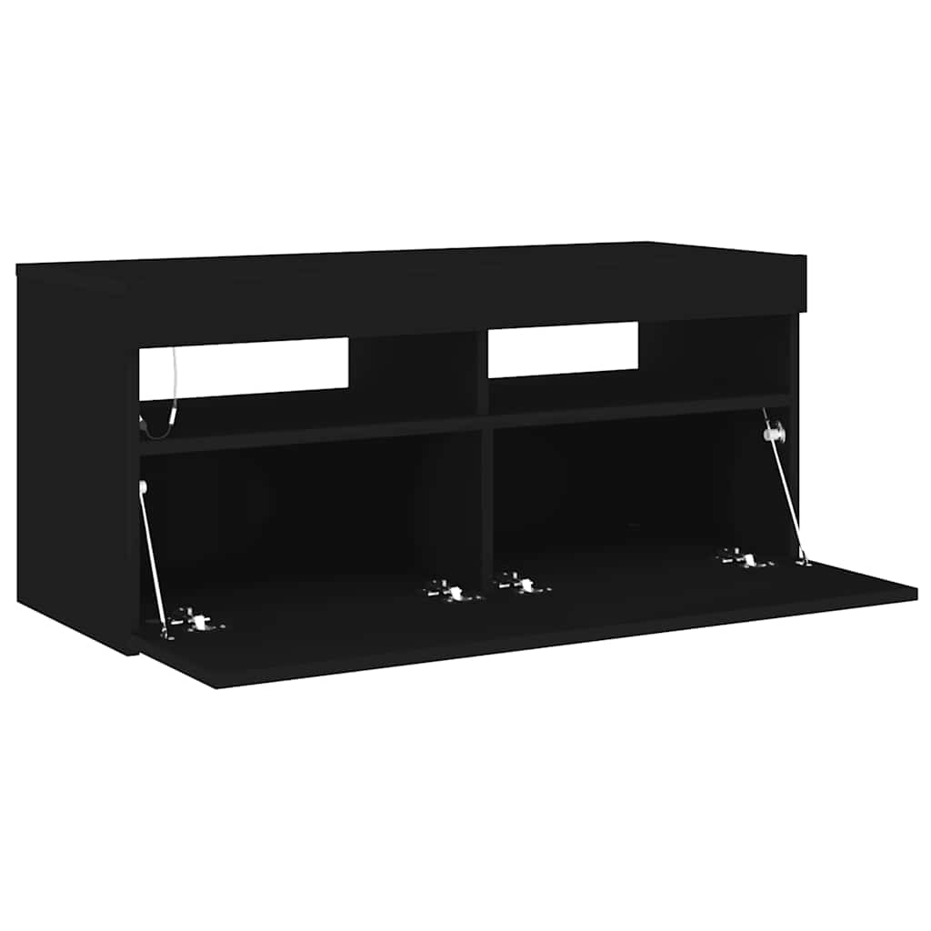 Mobile Porta TV con Luci LED Nero 90x35x40 cm - homemem39