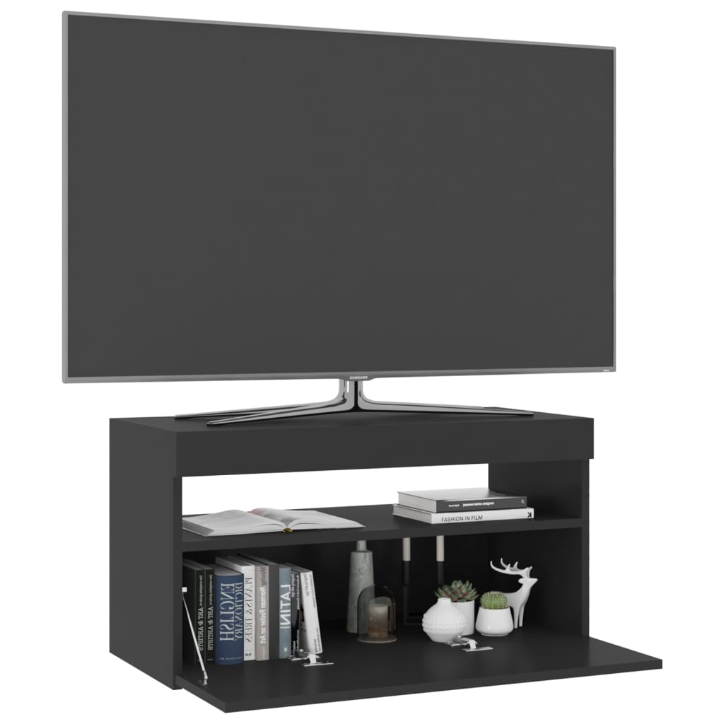 Mobile Porta TV con Luci LED Nero 75x35x40 cm