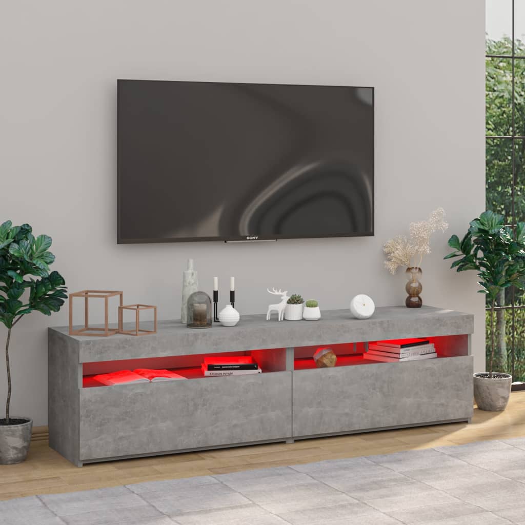 Mobili Porta TV con Luci LED 2 pz Grigio Cemento 75x35x40 cm - homemem39