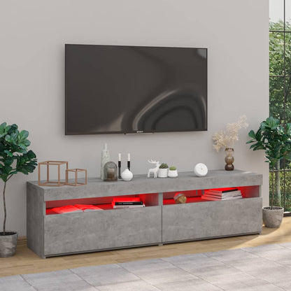 Mobili Porta TV con Luci LED 2 pz Grigio Cemento 75x35x40 cm - homemem39