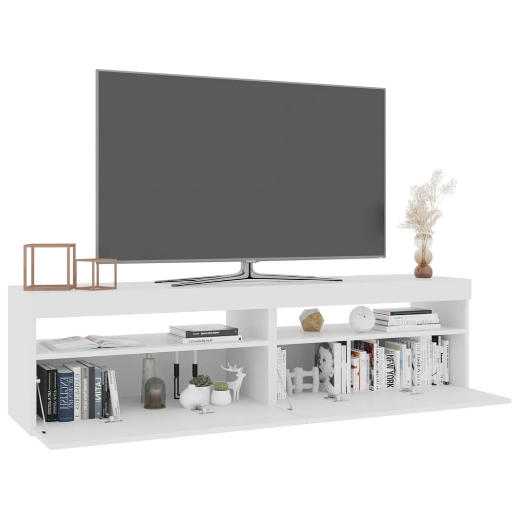 Mobili Porta TV con Luci LED 2 pz Bianco Lucido 75x35x40 cm - homemem39