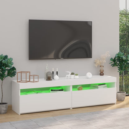 Mobili Porta TV con Luci LED 2 pz Bianco Lucido 75x35x40 cm - homemem39