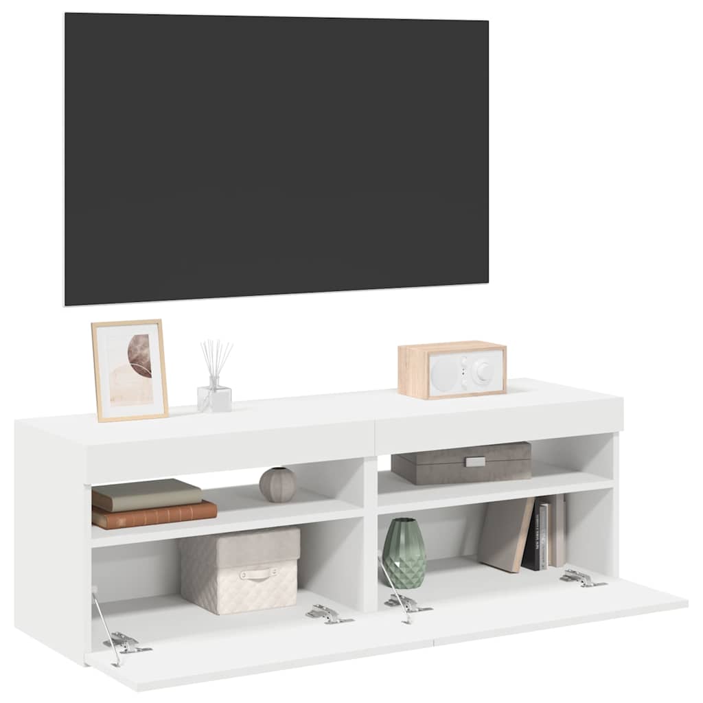 Mobili Porta TV con Luci LED 2 pz Bianchi 60x35x40 cm - homemem39