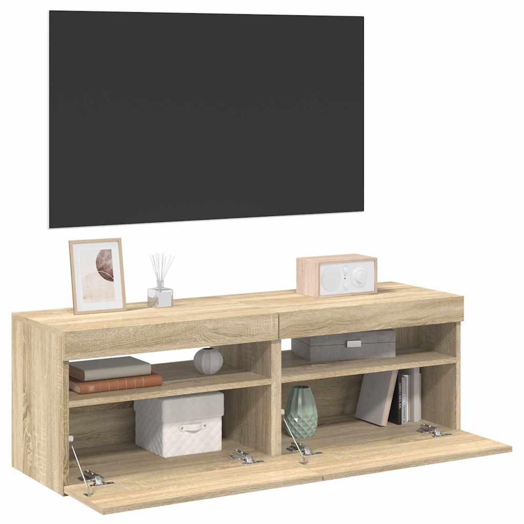 Mobili Porta TV con LED 2 pz Rovere Sonoma 60x35x40 cm - homemem39