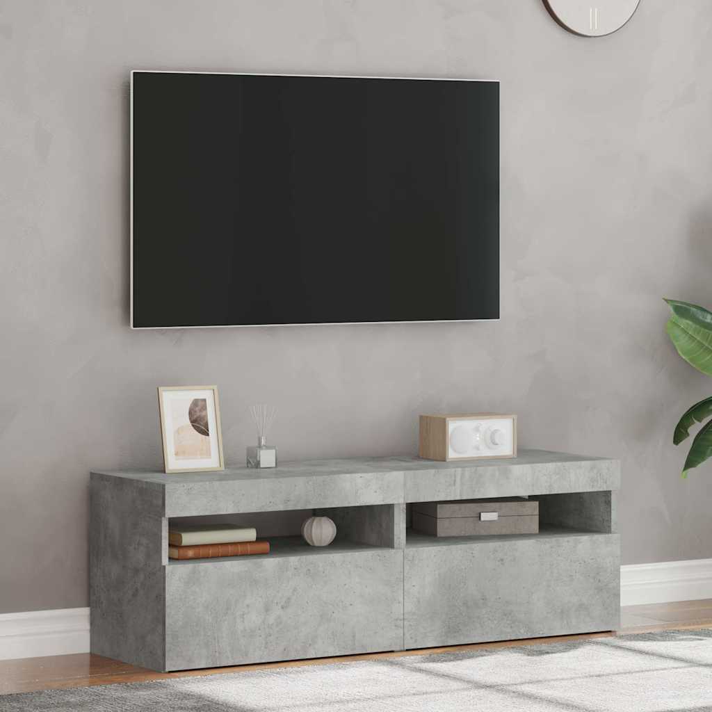 Mobili Porta TV con Luci LED 2 pz Grigio Cemento 60x35 cm - homemem39