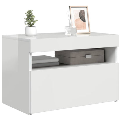 Mobile Porta TV con Luci LED Bianco Lucido 60x35x40 cm