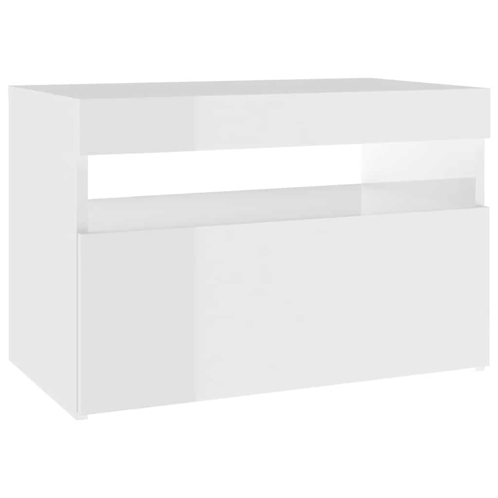 Mobile Porta TV con Luci LED Bianco Lucido 60x35x40 cm