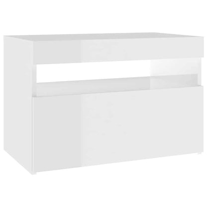 Mobile Porta TV con Luci LED Bianco Lucido 60x35x40 cm