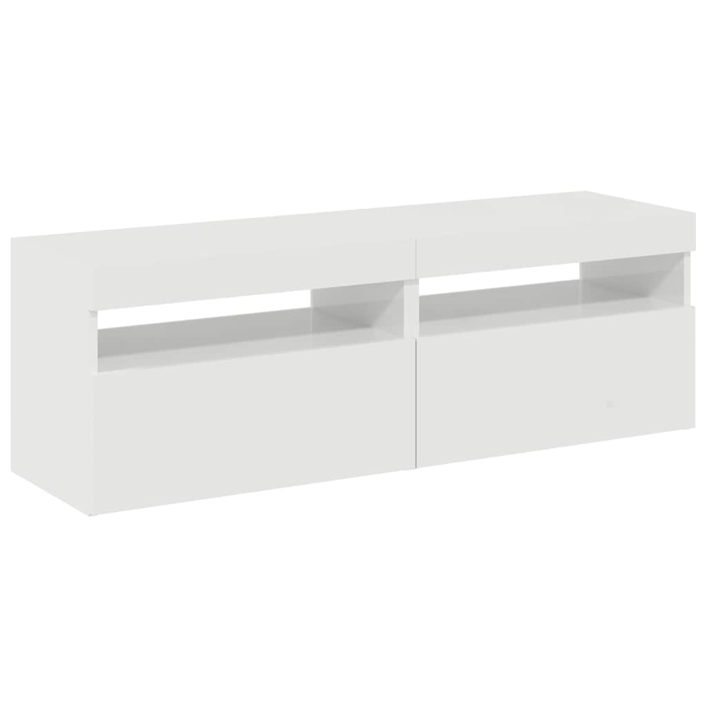 Mobili Porta TV con Luci LED 2 pz Bianco Lucido 60x35x40 cm - homemem39