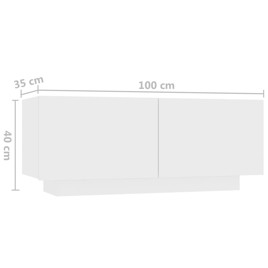 Weißer TV-Schrank 100x35x40 cm aus Mehrschichtholz