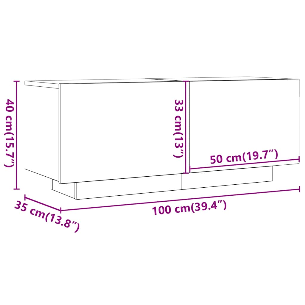 Weißer TV-Schrank 100x35x40 cm aus Mehrschichtholz