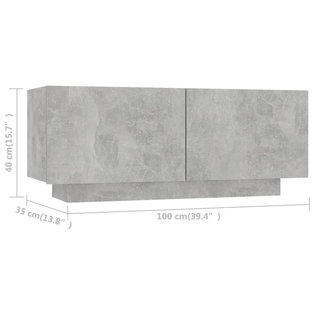 Zementgrauer TV-Ständer 100x35x40 cm Mehrschichtholz