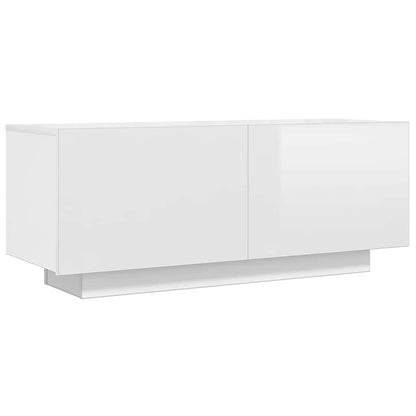 Glossy White TV Cabinet 100x35x40 cm in Chipboard