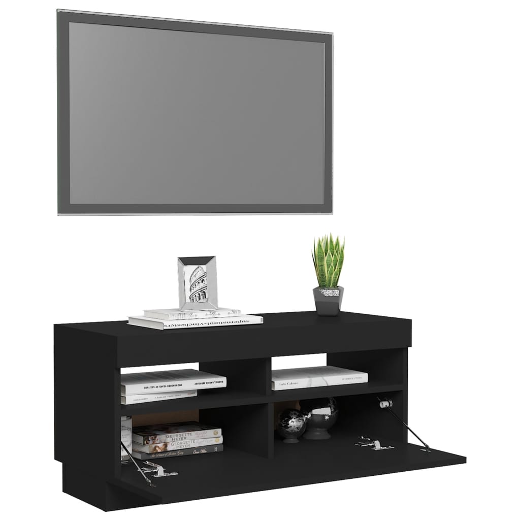 Mobile Porta TV con Luci LED Nero 80x35x40 cm - homemem39