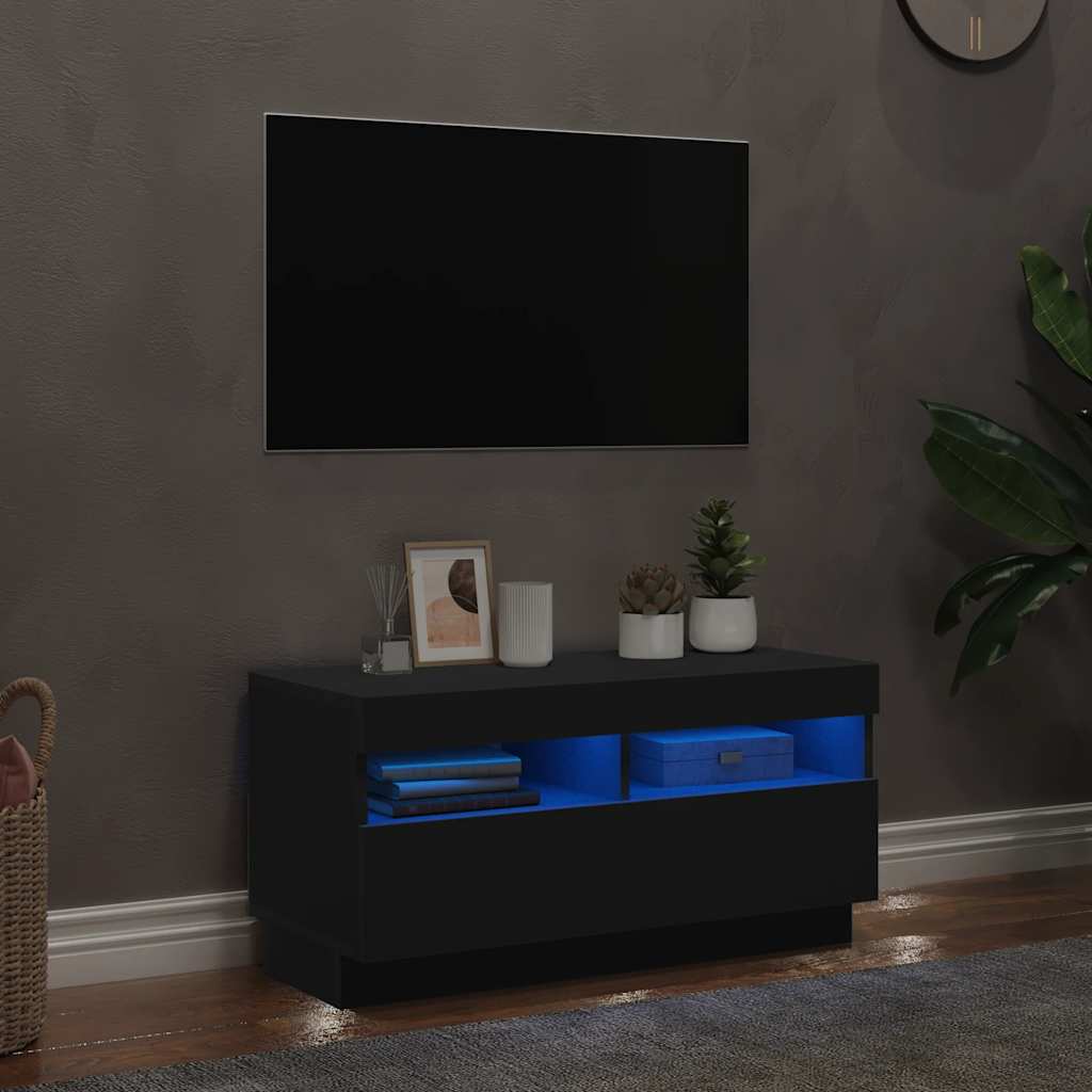Mobile Porta TV con Luci LED Nero 80x35x40 cm - homemem39