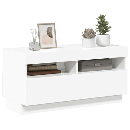 Mobile Porta TV con Luci LED Bianco Lucido 80x35x40 cm - homemem39