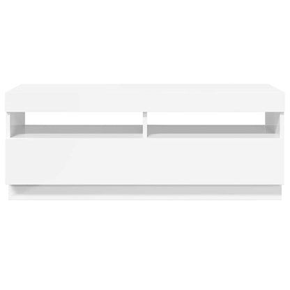 Mobile Porta TV con Luci LED Bianco Lucido 100x35x40 cm - homemem39