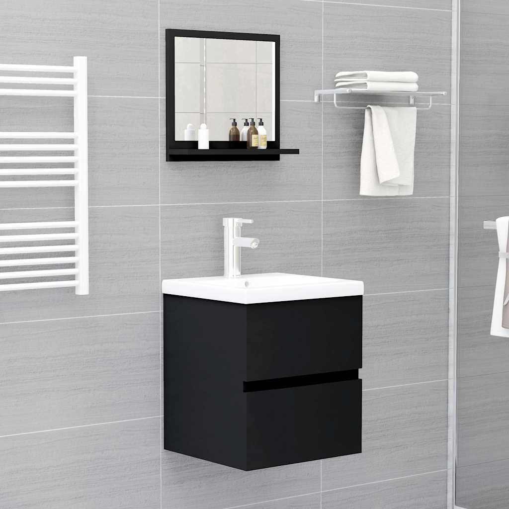Specchio da Bagno Nero 40x10,5x37 cm in Legno Multistrato | homemem39