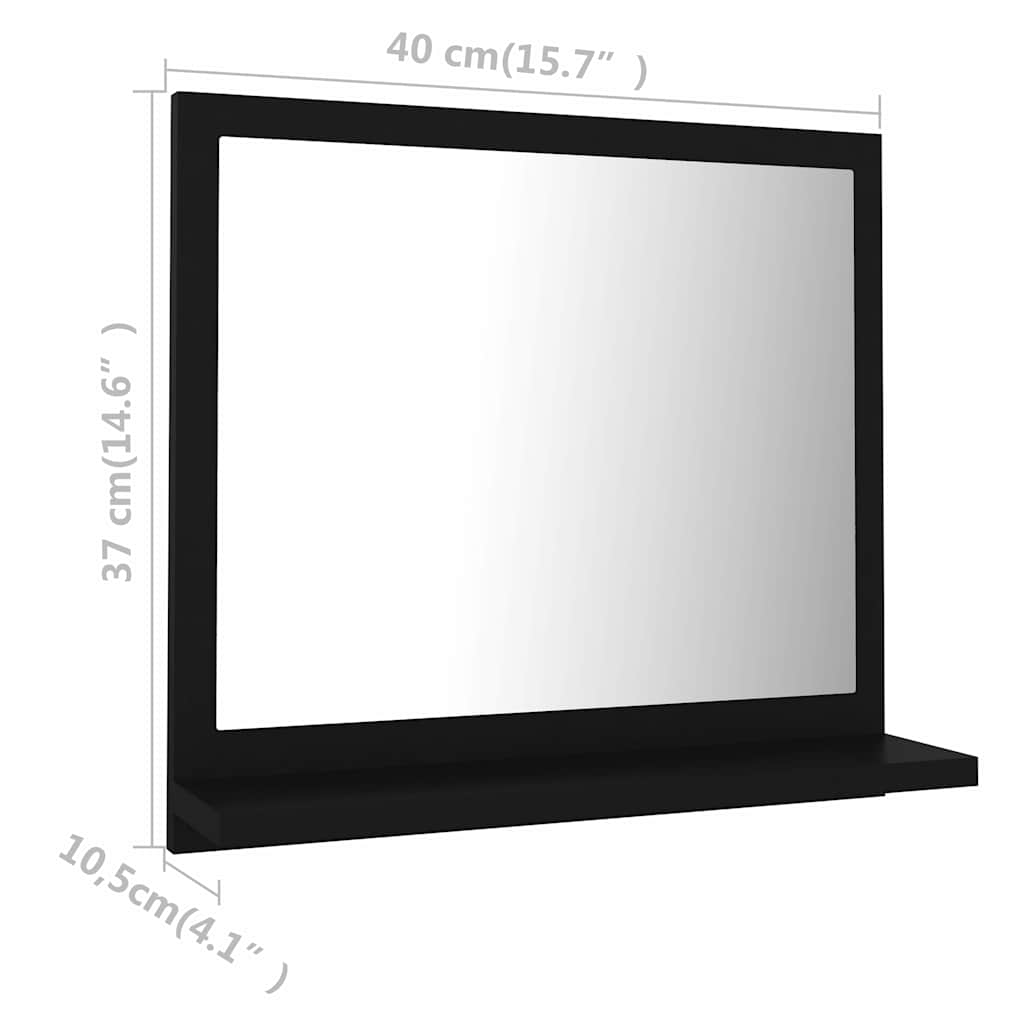 Specchio da Bagno Nero 40x10,5x37 cm in Legno Multistrato | homemem39
