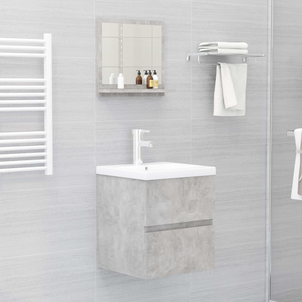 Specchio da Bagno Grigio Cemento 40x10,5x37cm Legno Multistrato | homemem39