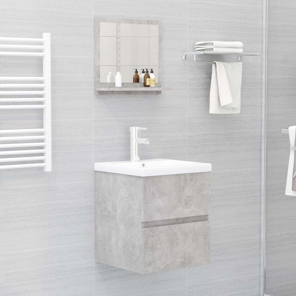 Specchio da Bagno Grigio Cemento 40x10,5x37cm Legno Multistrato
