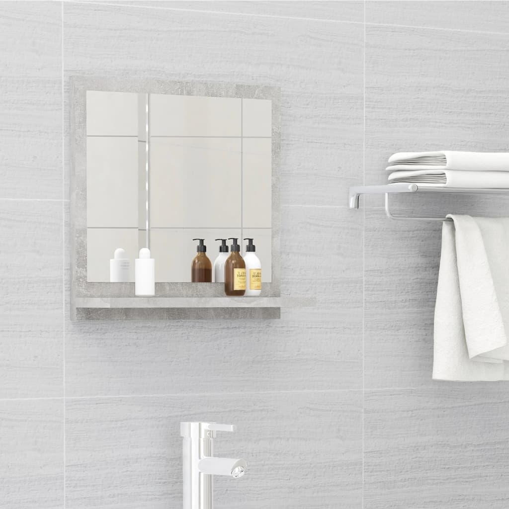 Specchio da Bagno Grigio Cemento 40x10,5x37cm Legno Multistrato | homemem39