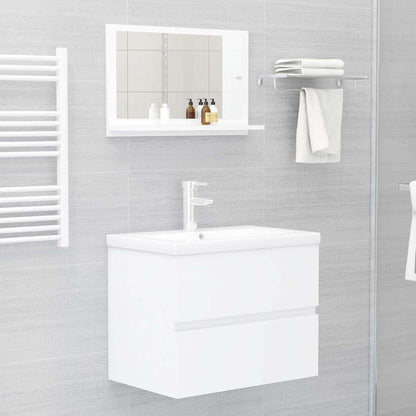 Specchio da Bagno Bianco 60x10,5x37 cm in Legno Multistrato | homemem39