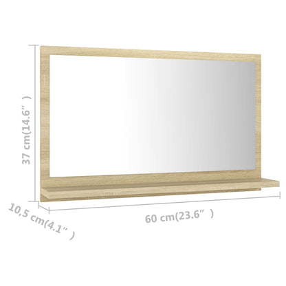 Specchio da Bagno Rovere Sonoma 60x10,5x37 cm Legno Multistrato