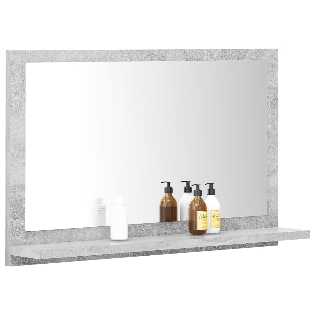 Specchio da Bagno Grigio Cemento 60x10,5x37cm Legno Multistrato