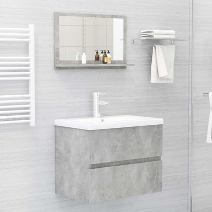 Specchio da Bagno Grigio Cemento 60x10,5x37cm Legno Multistrato