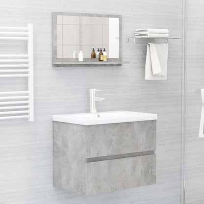 Specchio da Bagno Grigio Cemento 60x10,5x37cm Legno Multistrato