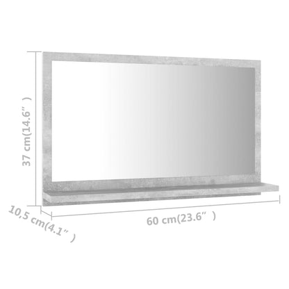 Specchio da Bagno Grigio Cemento 60x10,5x37cm Legno Multistrato