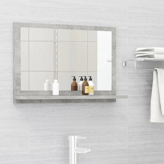 Specchio da Bagno Grigio Cemento 60x10,5x37cm Legno Multistrato