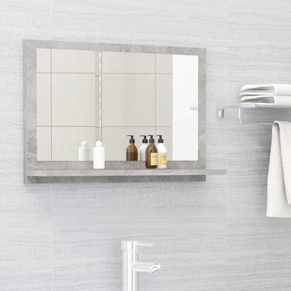 Specchio da Bagno Grigio Cemento 60x10,5x37cm Legno Multistrato
