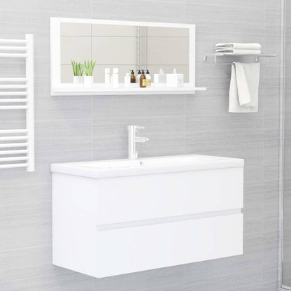 Specchio da Bagno Bianco 90x10,5x37 cm in Legno Multistrato | homemem39