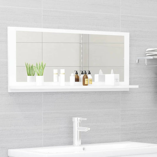 Specchio da Bagno Bianco 90x10,5x37 cm in Legno Multistrato | homemem39