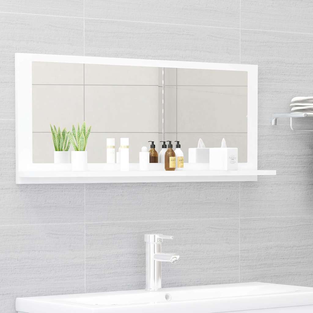 Specchio da Bagno Bianco 90x10,5x37 cm in Legno Multistrato