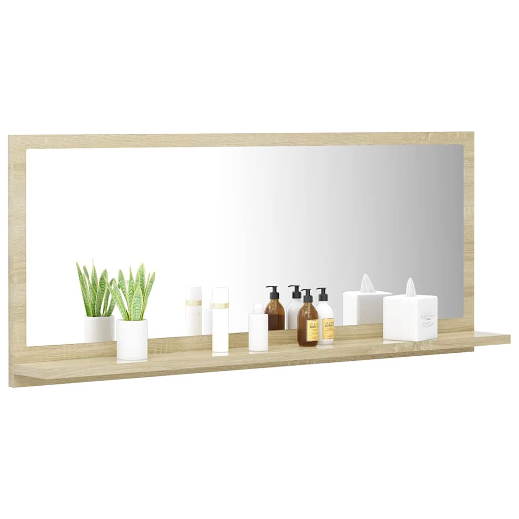 Specchio da Bagno Rovere Sonoma 90x10,5x37 cm Legno Multistrato