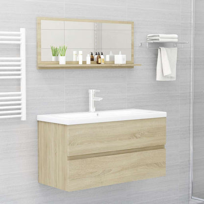 Specchio da Bagno Rovere Sonoma 90x10,5x37 cm Legno Multistrato | homemem39