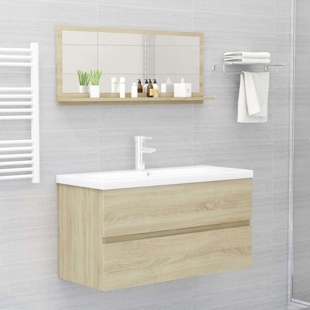 Specchio da Bagno Rovere Sonoma 90x10,5x37 cm Legno Multistrato