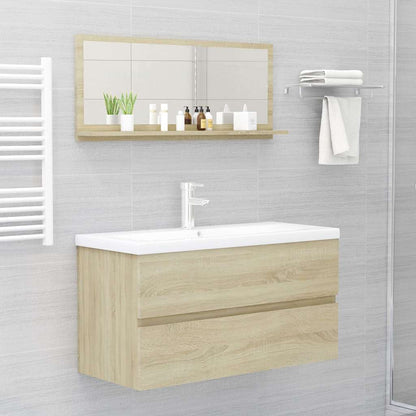 Specchio da Bagno Rovere Sonoma 90x10,5x37 cm Legno Multistrato