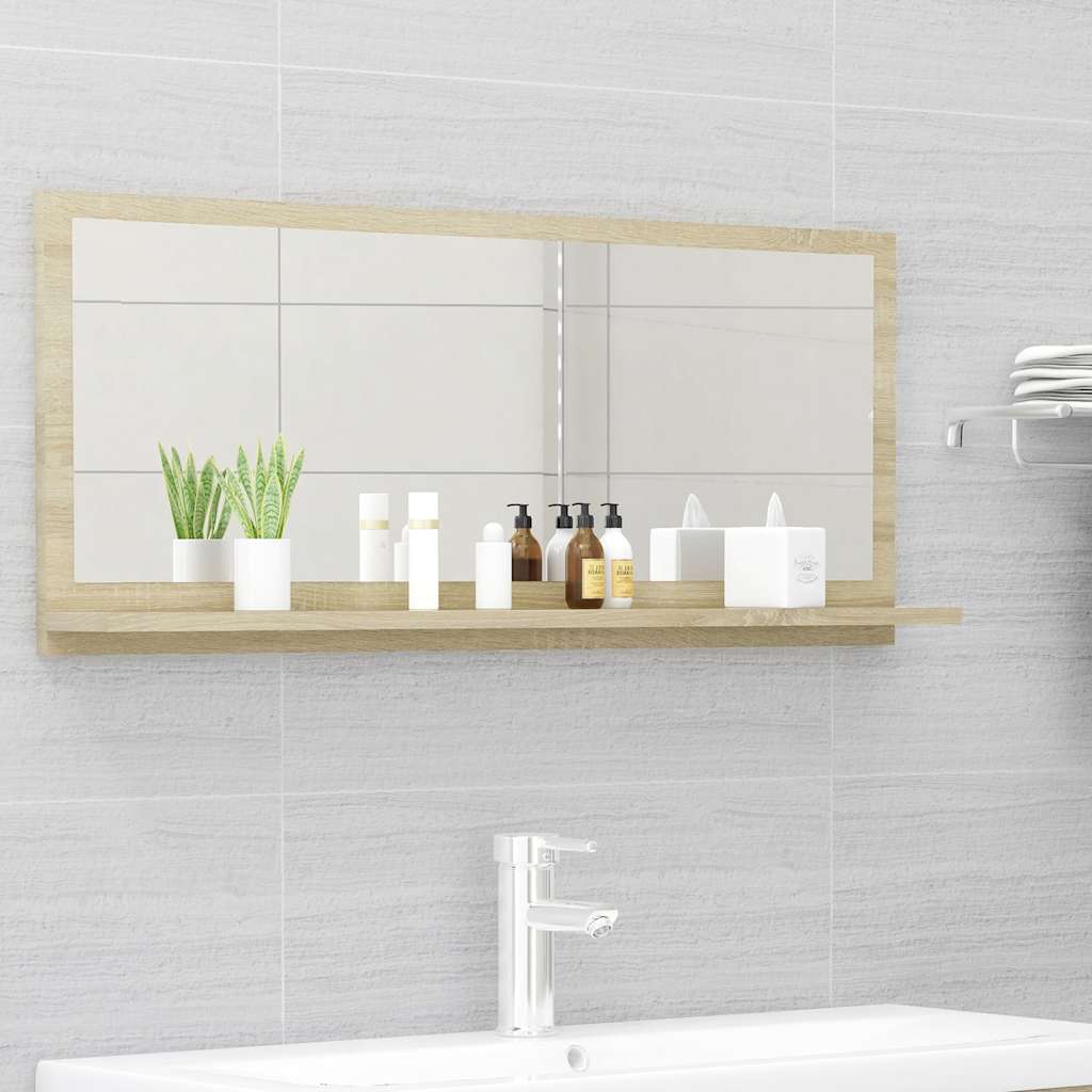 Specchio da Bagno Rovere Sonoma 90x10,5x37 cm Legno Multistrato | homemem39